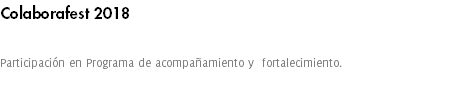 Colaborafest 2018 Participación en Programa de acompañamiento y fortalecimiento.
